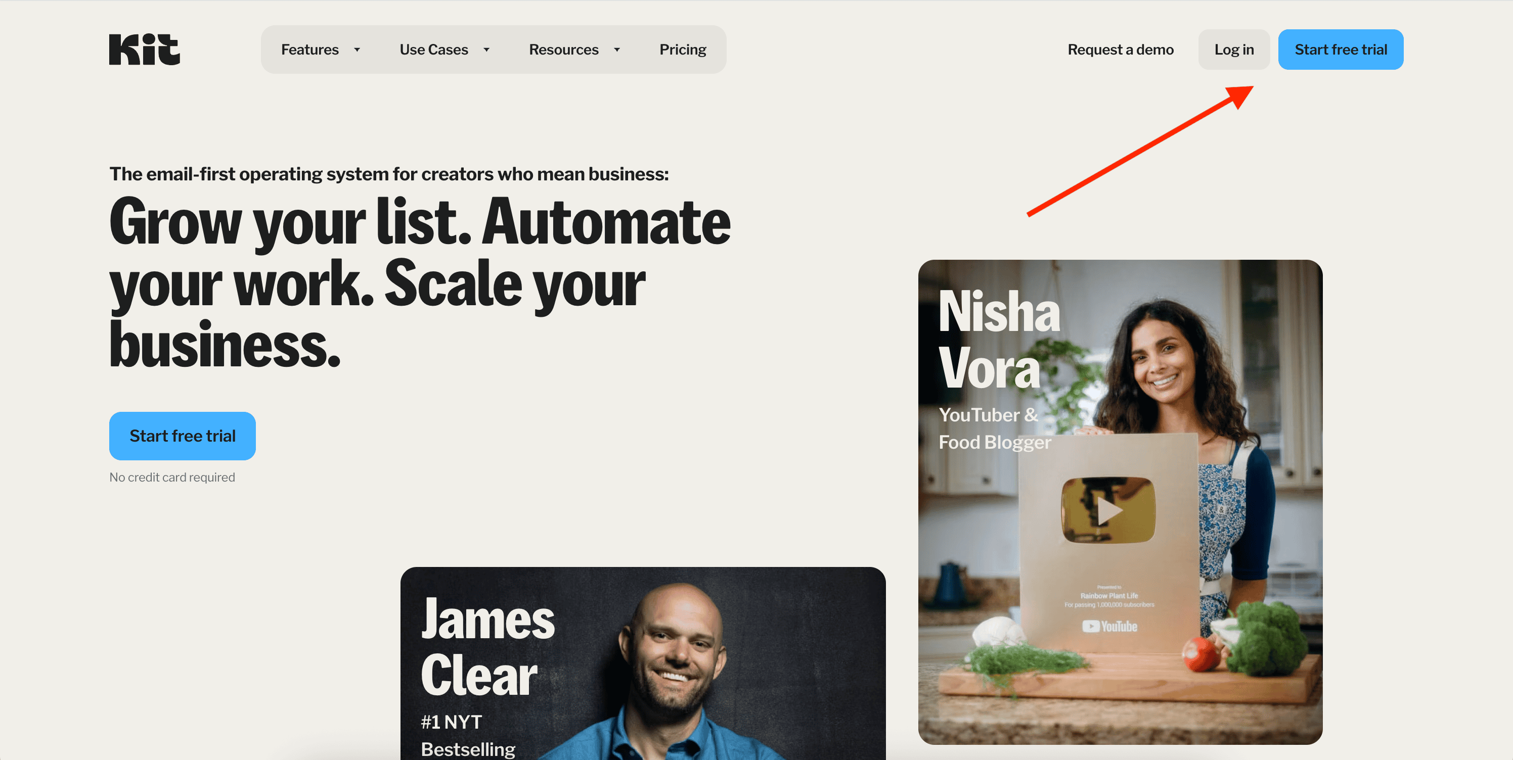 Kit home page screenshot